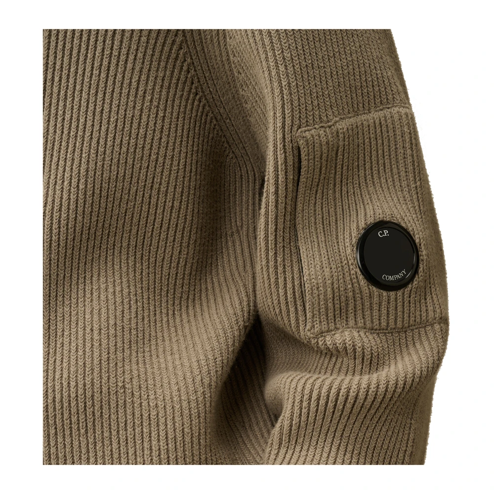 C.P. Company Geribbelde katoen nylon trui met lenszak Brown Heren