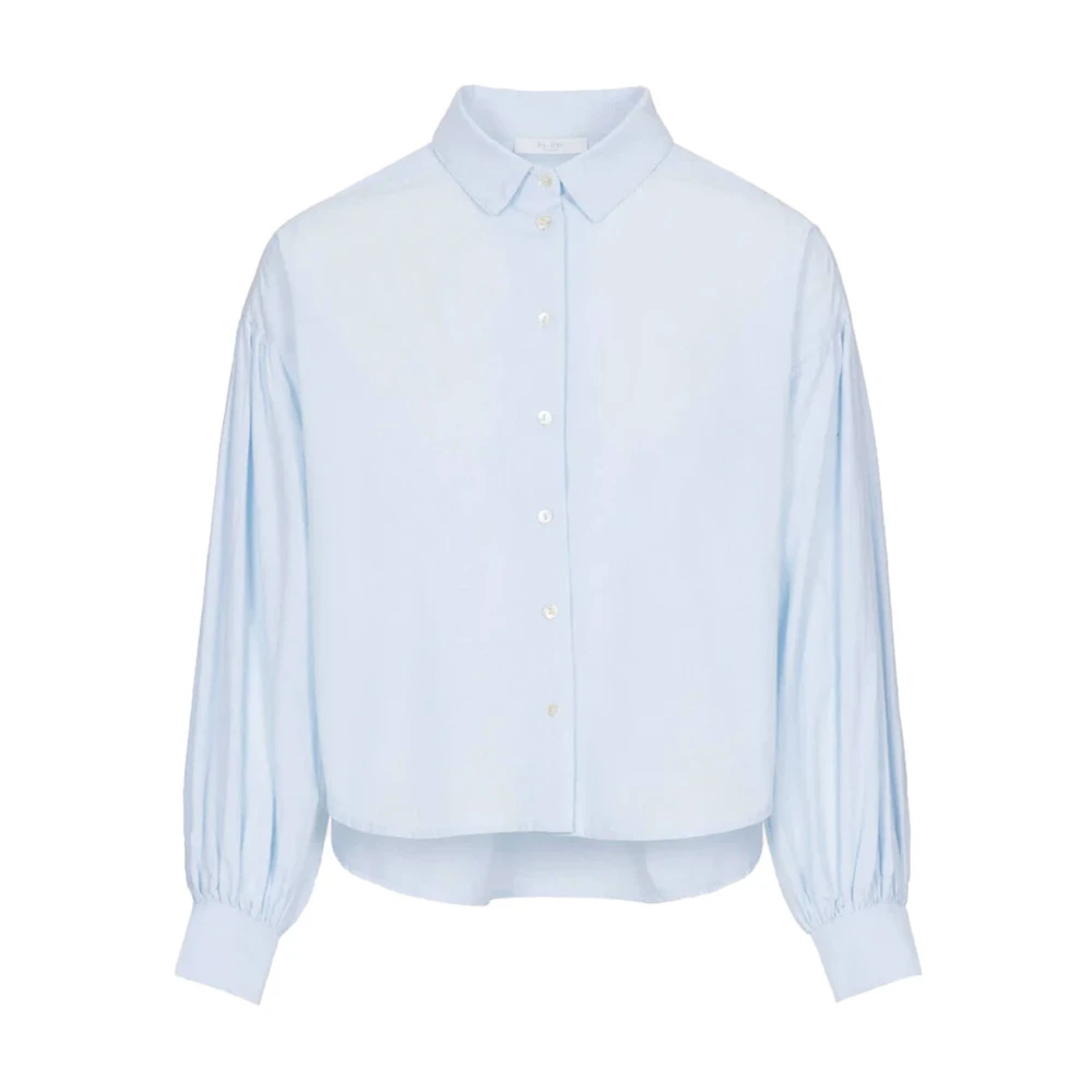 By-Bar Chambray Blouse Lange Mouw Sarah Blue Dames