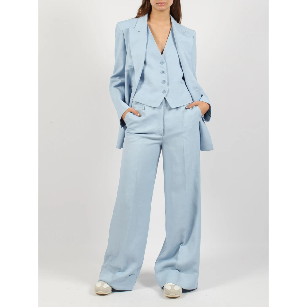 P.a.r.o.s.h. Linnen Blend Broek Regular Fit Italië Blue Dames