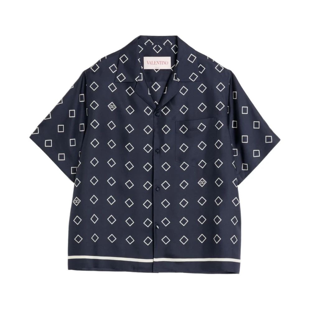 Valentino Garavani Men's Blue Oxford Shirt With Camp Collar