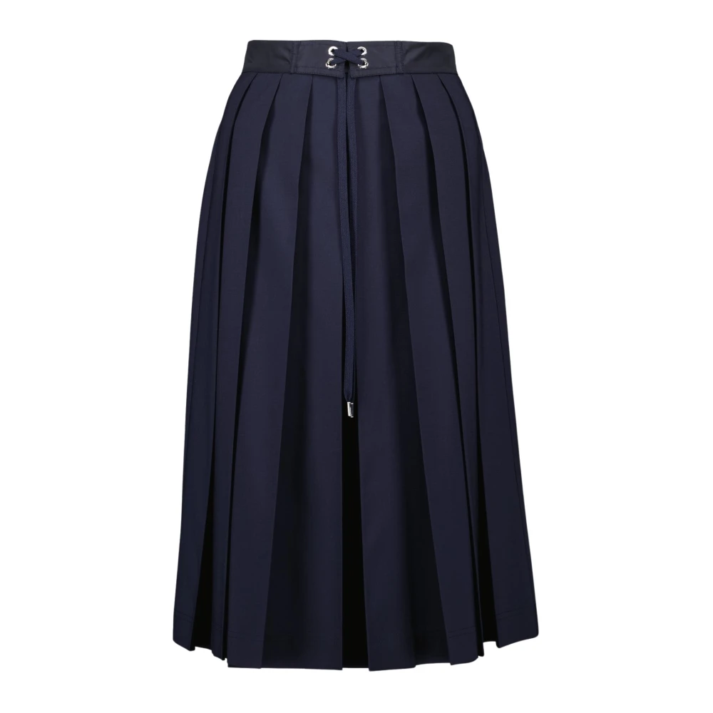 Moncler, Midi Skirts, female, Blue, XS, Navy Pleated Skirt Spring-Summer 2025