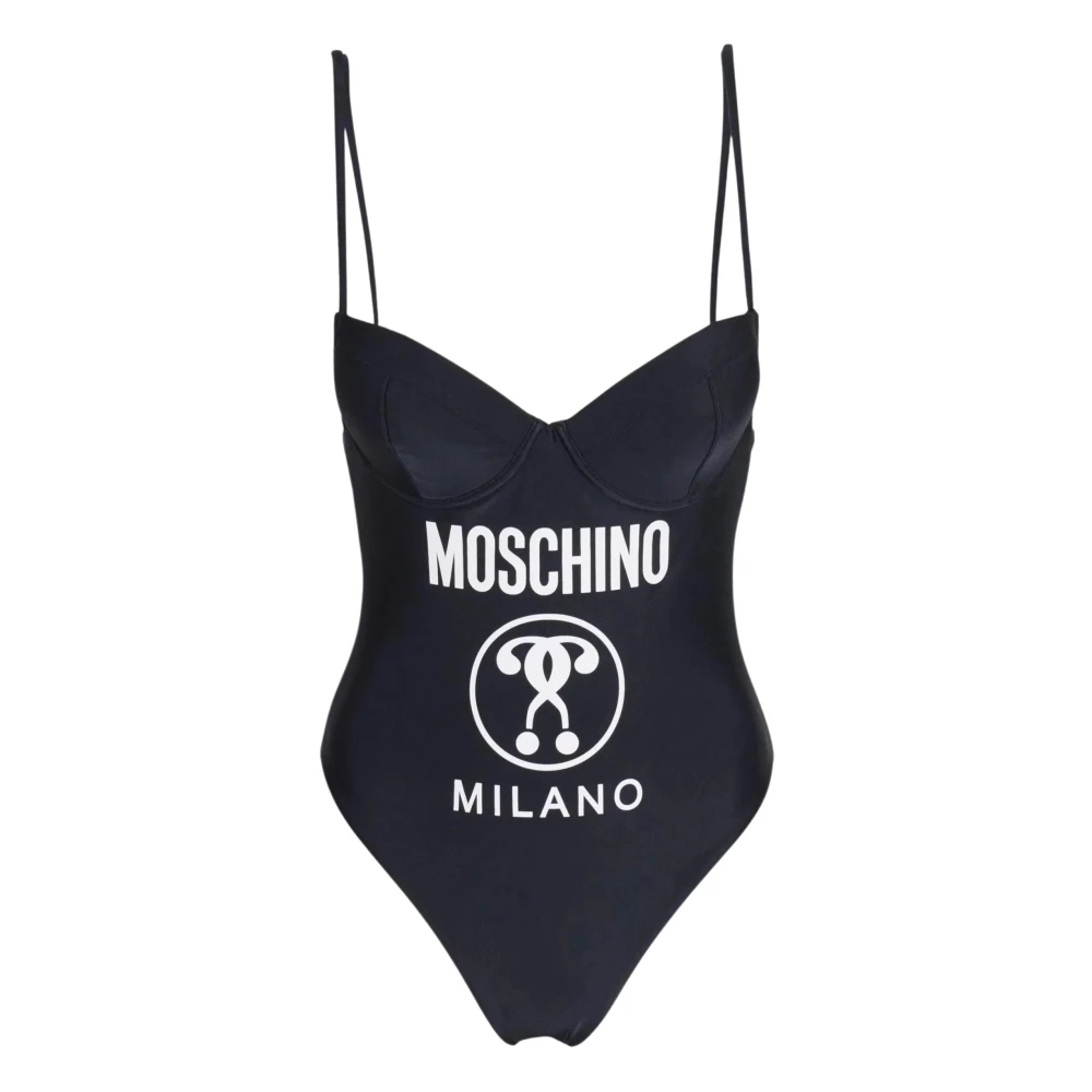 Moschino Zwarte Milano Logo Print Badpak Black Dames