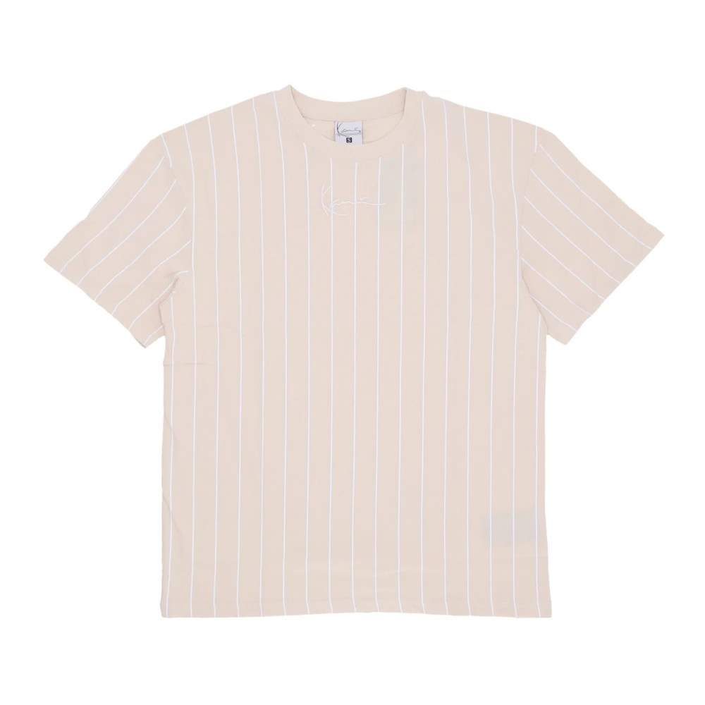 Karl Kani Essentiële Pinstripe Tee T-shirt Beige Heren