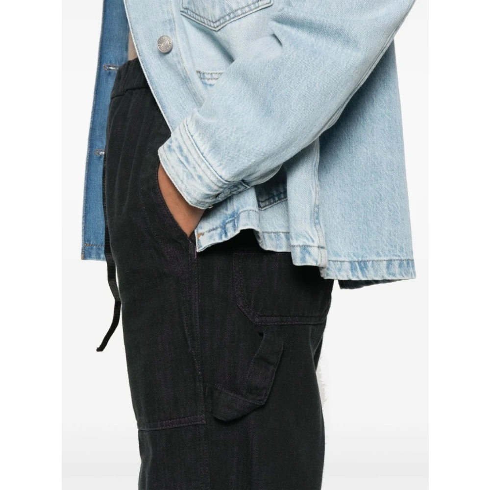 White Sand Zwarte Denim Elastische Trekkoord Broek Black Dames