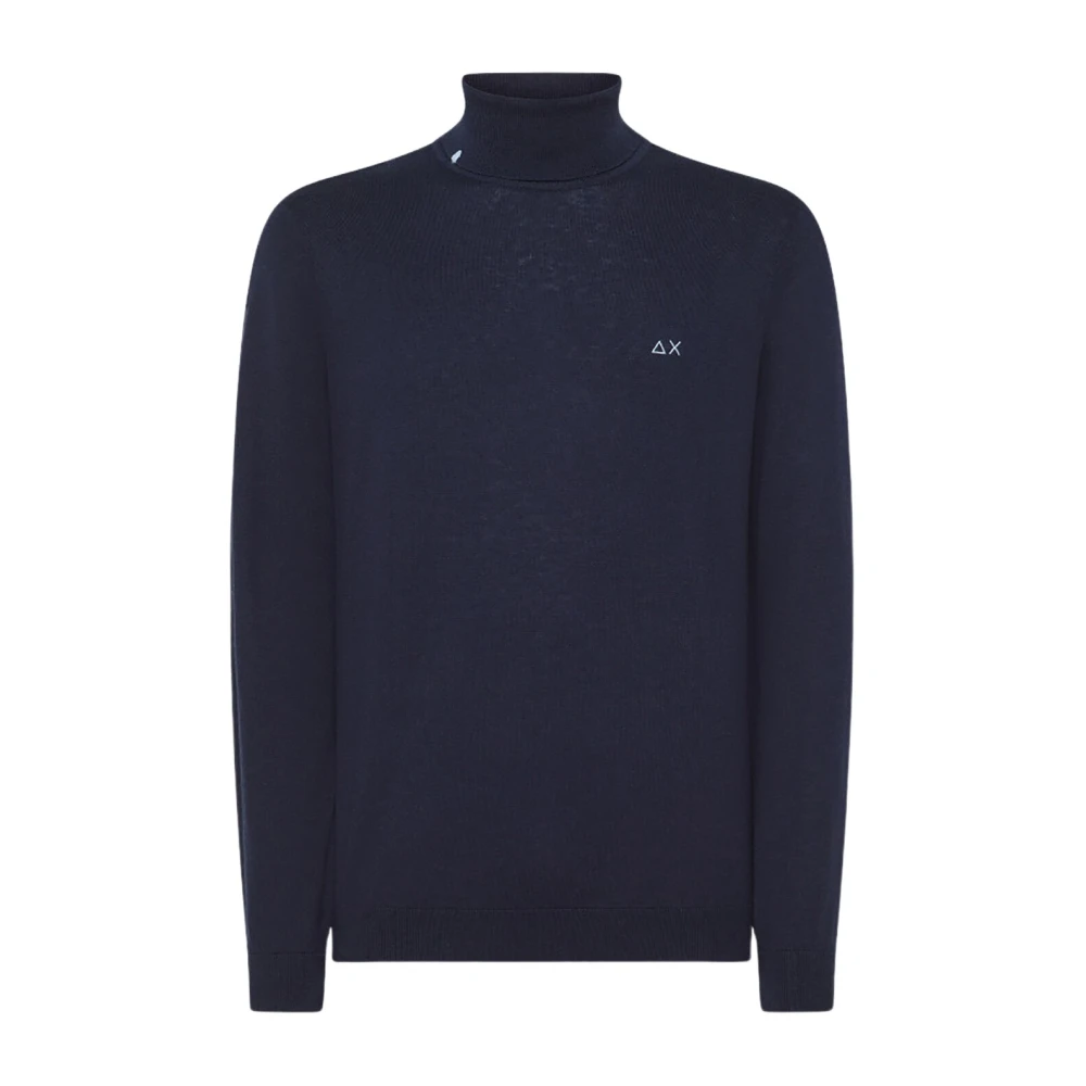 Sun68 Zachte Gebreide Coltrui Trui Blue Heren