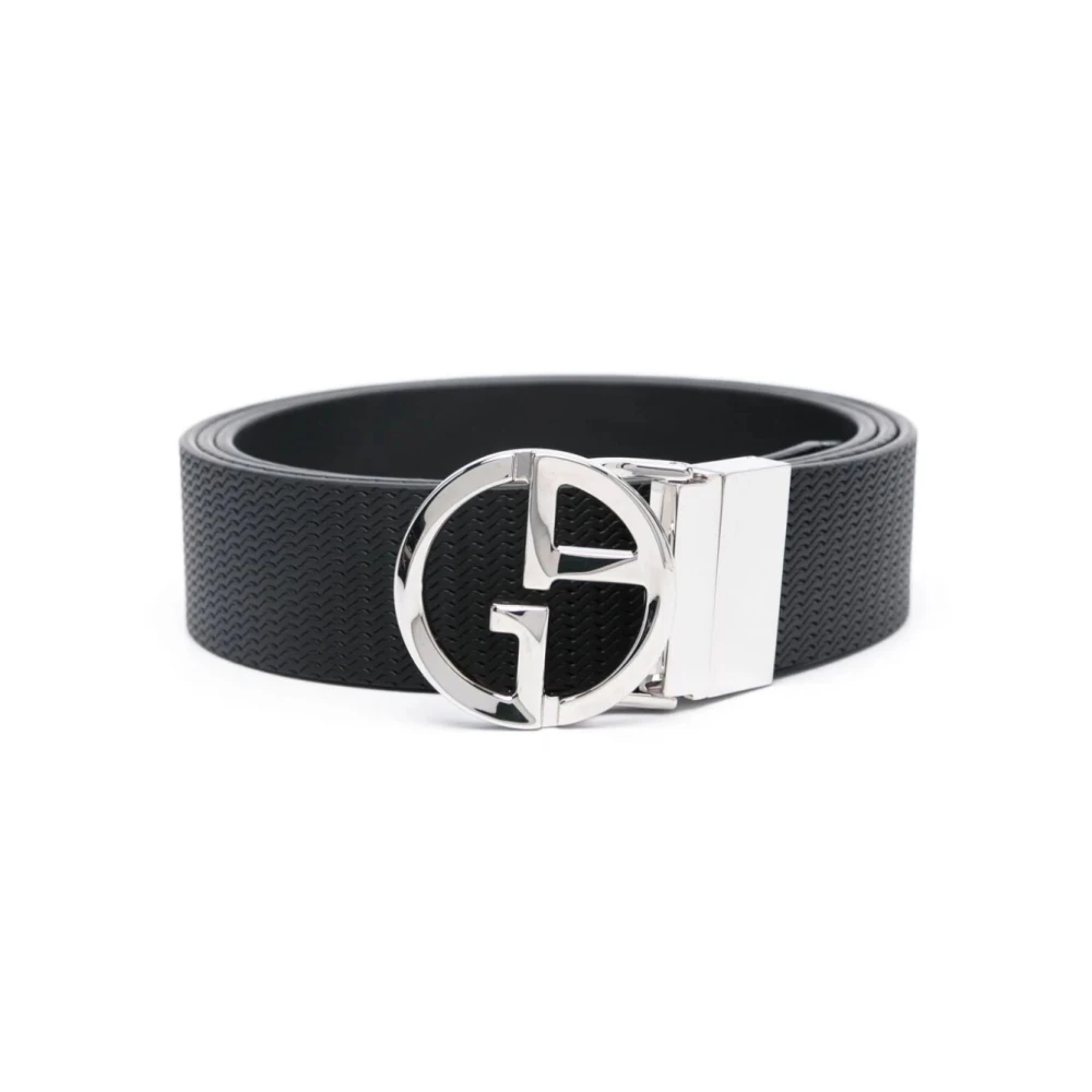 Giorgio Armani Stijlvolle leren riem voor mannen Black Heren