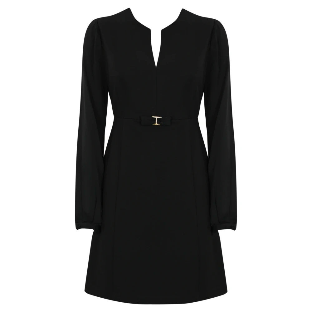 Twinset Zwarte Milano Jurk Lange Mouw Viscose Black Dames