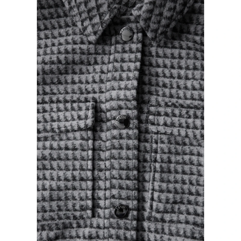 cecil Korte Jacquard Jas met Hem Kraag Gray Dames