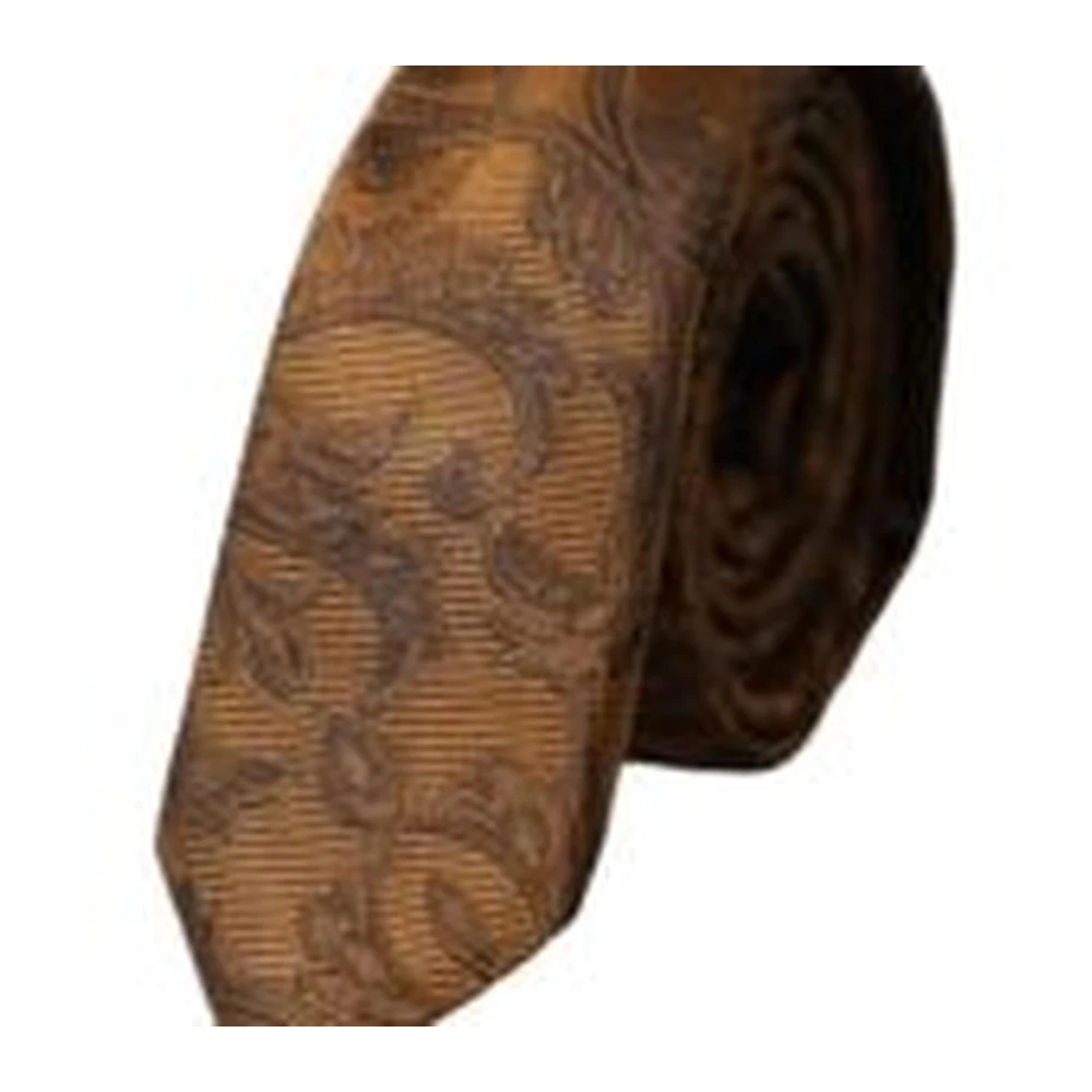 Dolce & Gabbana Bruin Bloemen Zijden Stropdas Brown Heren