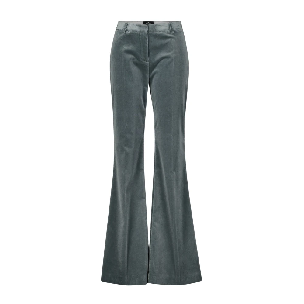 ETRO Flared fluwelen broek Green Dames