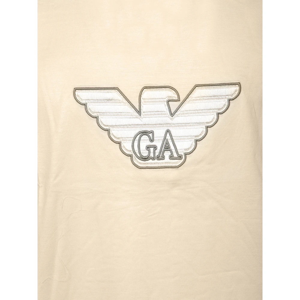 Emporio Armani T-shirt met reliëf stof en adelaarslogo White Heren