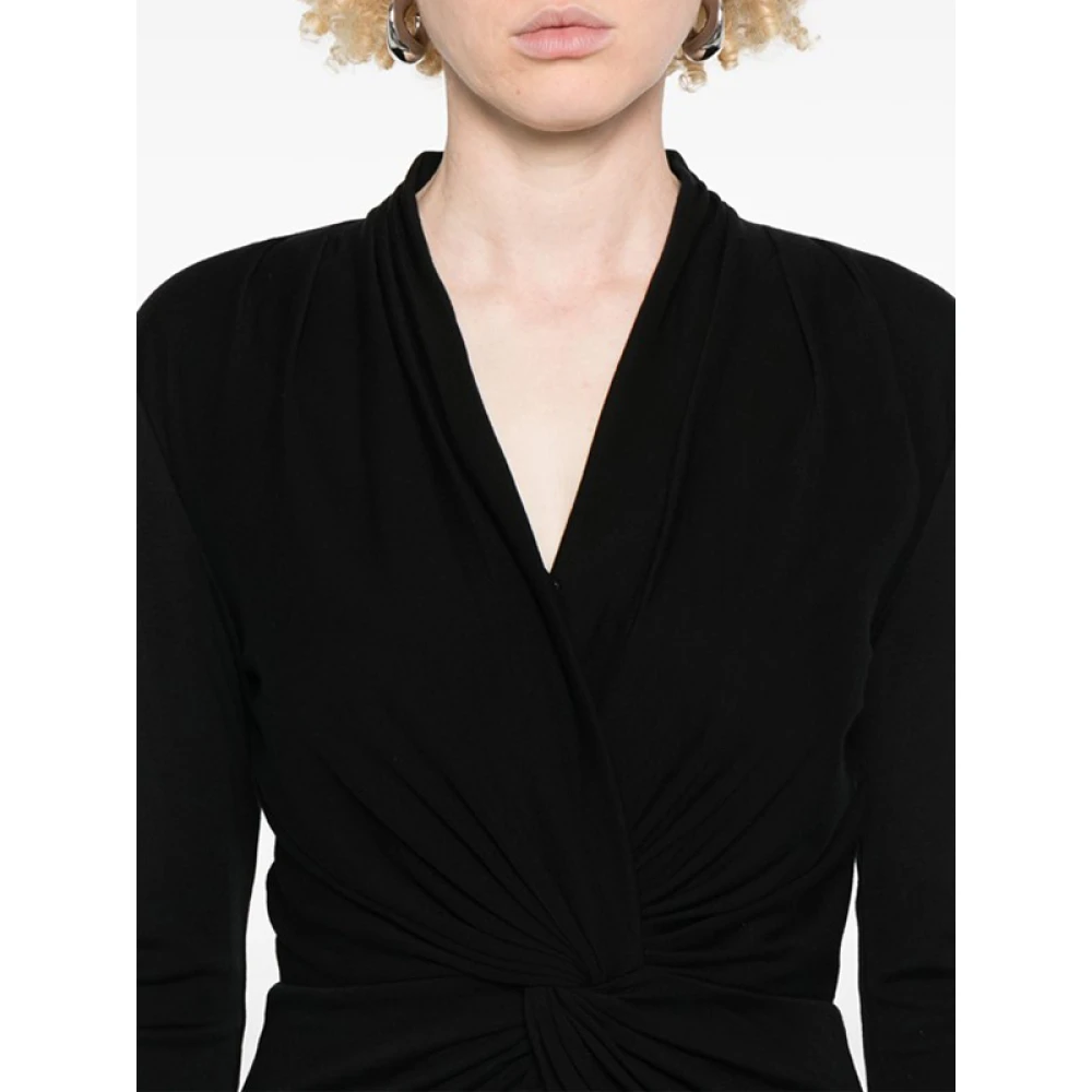 Diane Von Furstenberg Zwarte V-hals Jersey Top met Details Black Dames