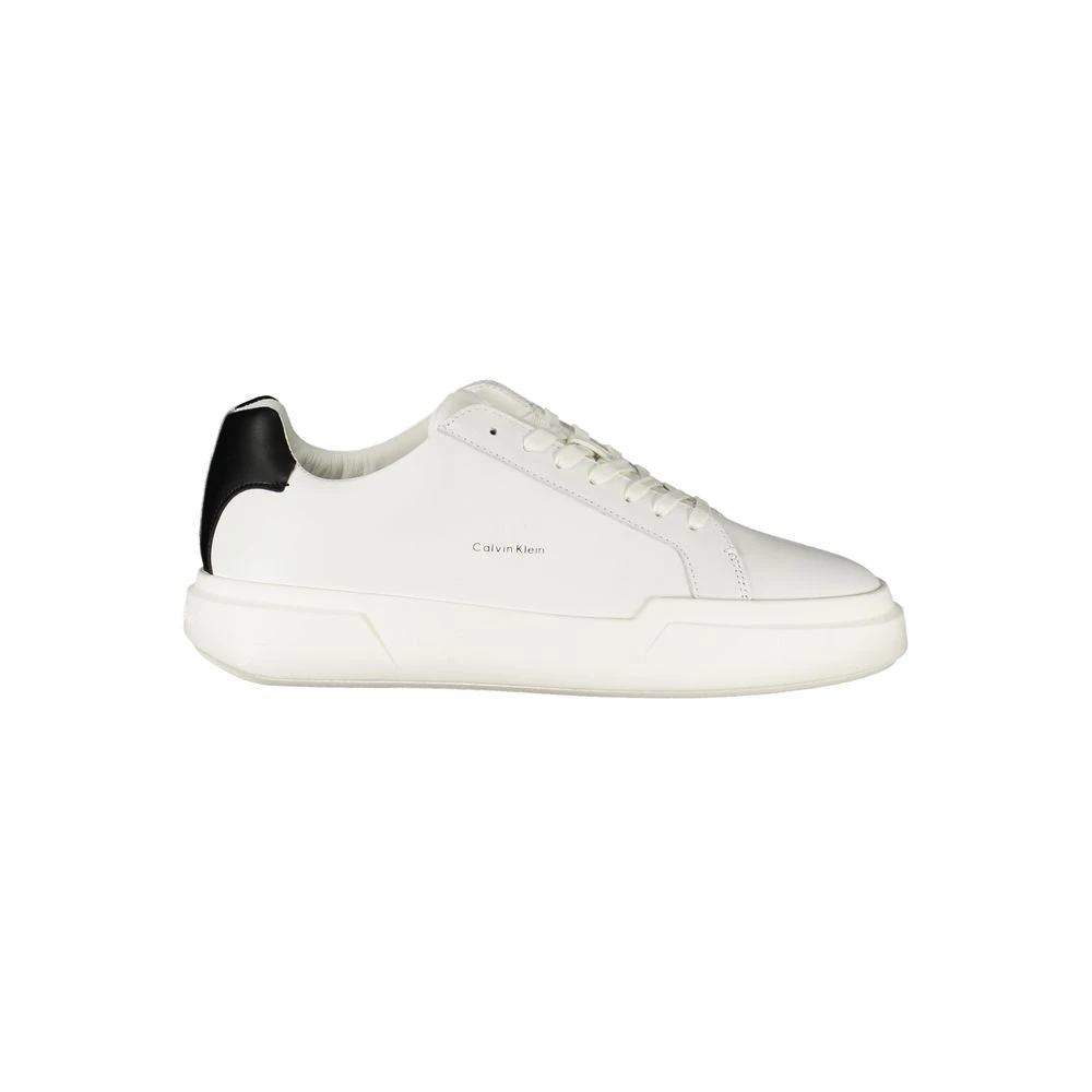 Calvin Klein Men's White Sneakers, 8 Uk, Leather Sneaker