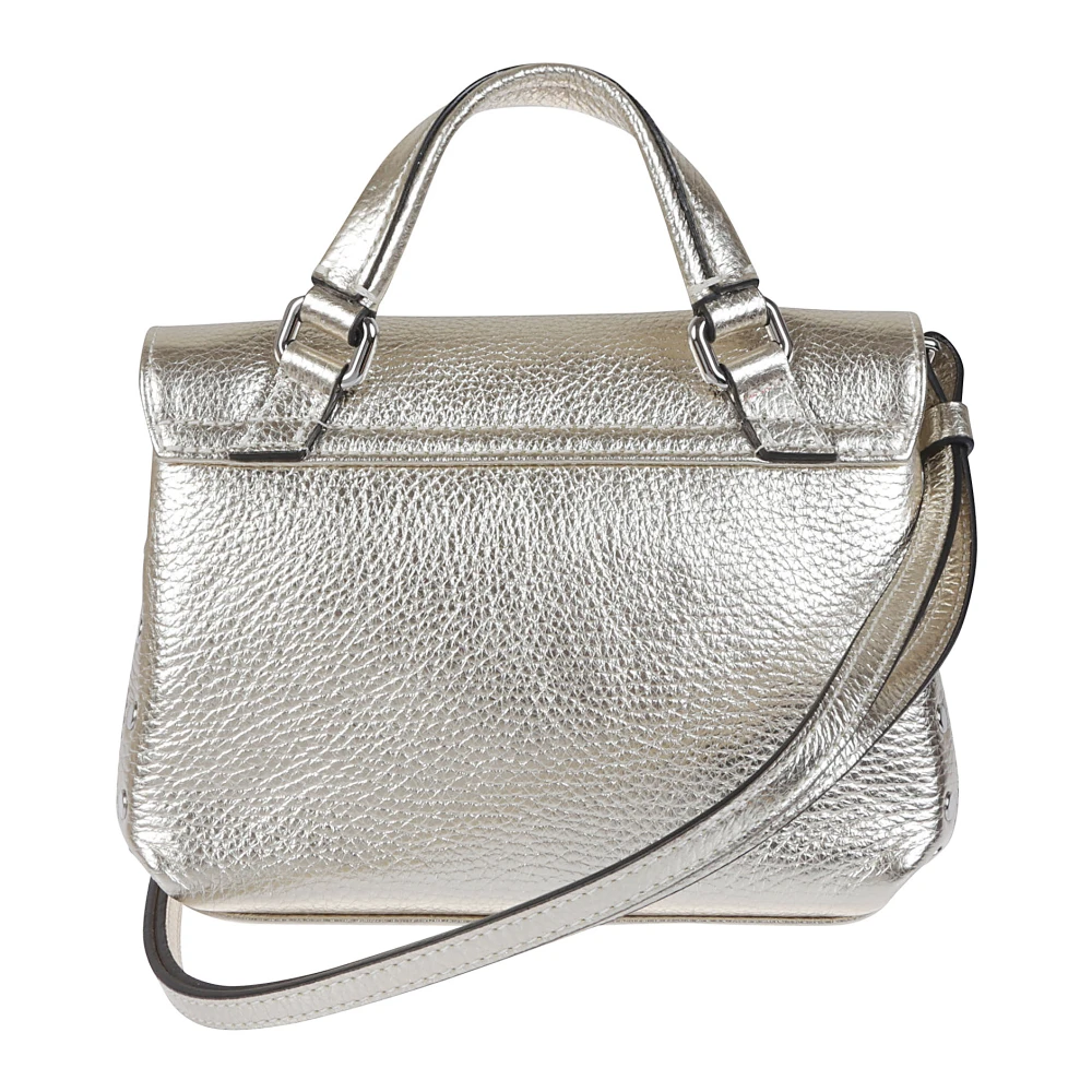 Zanellato Metallic Leren Crossbody Tas Twist Lock Gray Dames