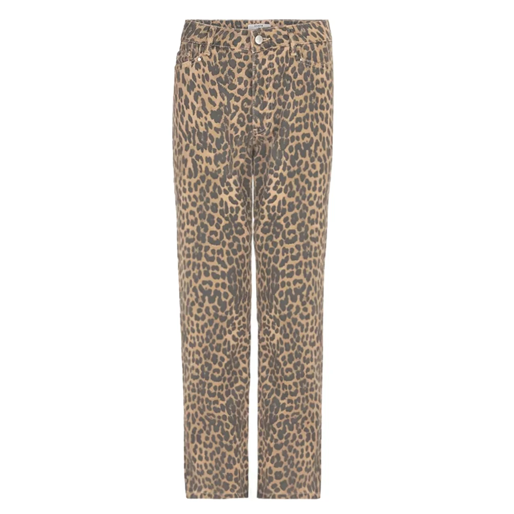 Dante 6 Leopard Print Straight Fit Jeans Brown Dames