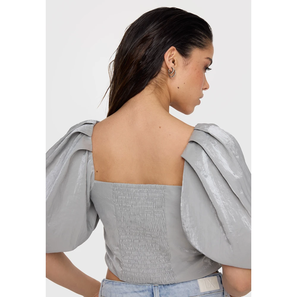 Alix The Label Lurex Geweven Top Gray Dames