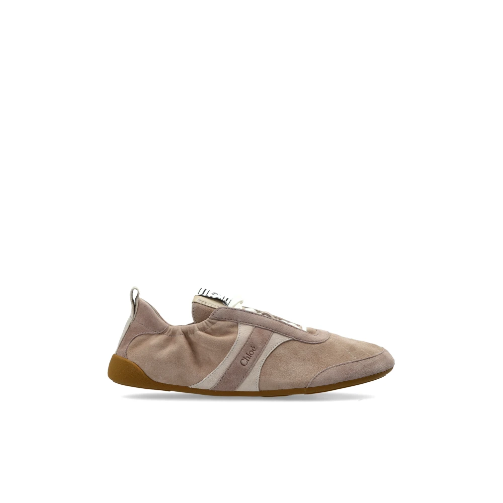 Chloé Women's Beige Sneakers, 5 Uk, Kick Suede Trainers
