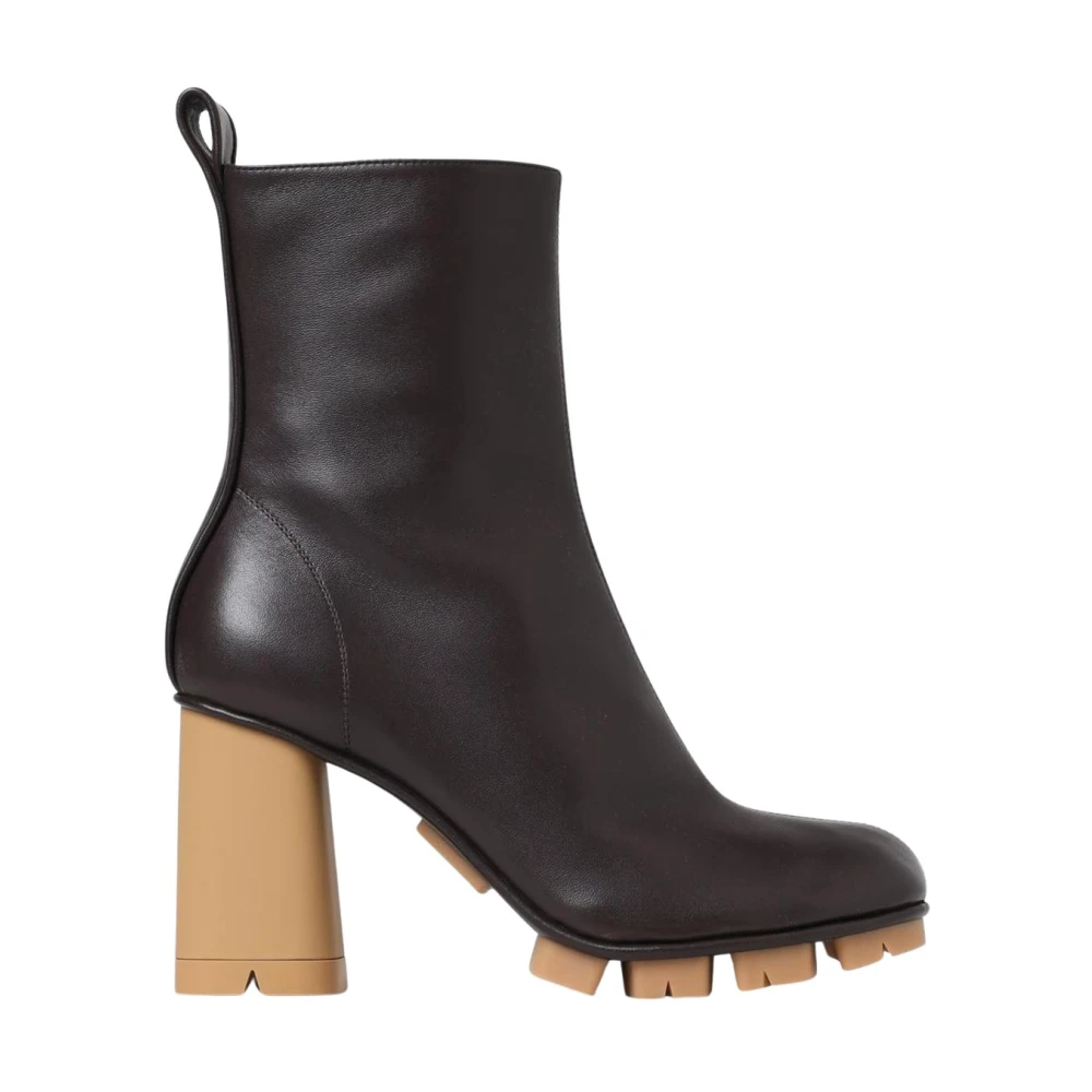 Bottega Veneta Women's Brown Heeled Boots, 5 Uk, Minimalist Leather Ankle Boots