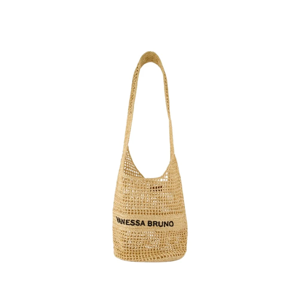 Vanessa Bruno Women's Beige Neutral Cotton Shoulder Bag With Raphia
