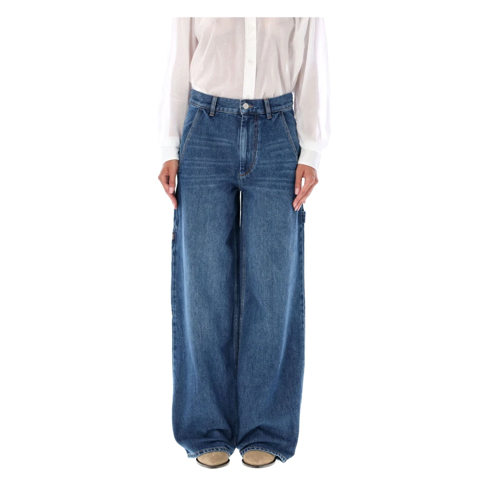 Isabel Marant Étoile Blauwe Cargo Wide-Leg Denim Jeans Blue Dames