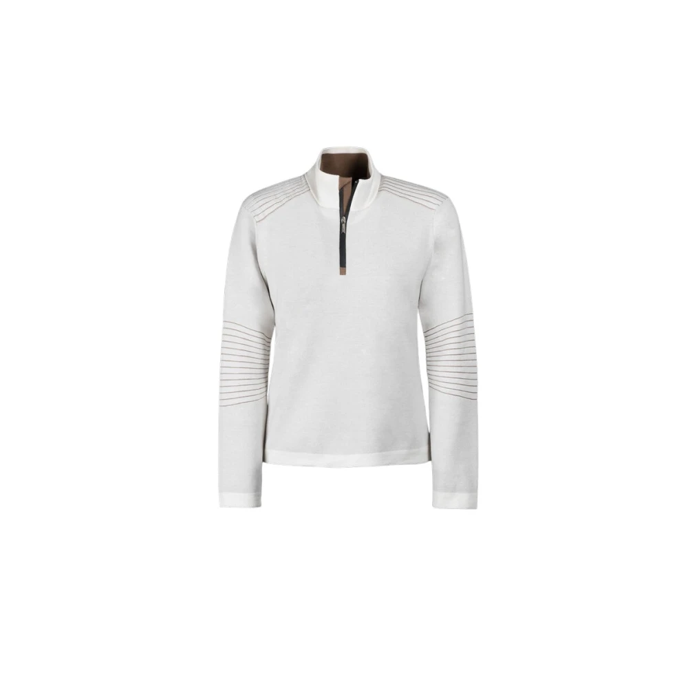 Moorer Women's White Turtlenecks, Xs, Full Zip Polo