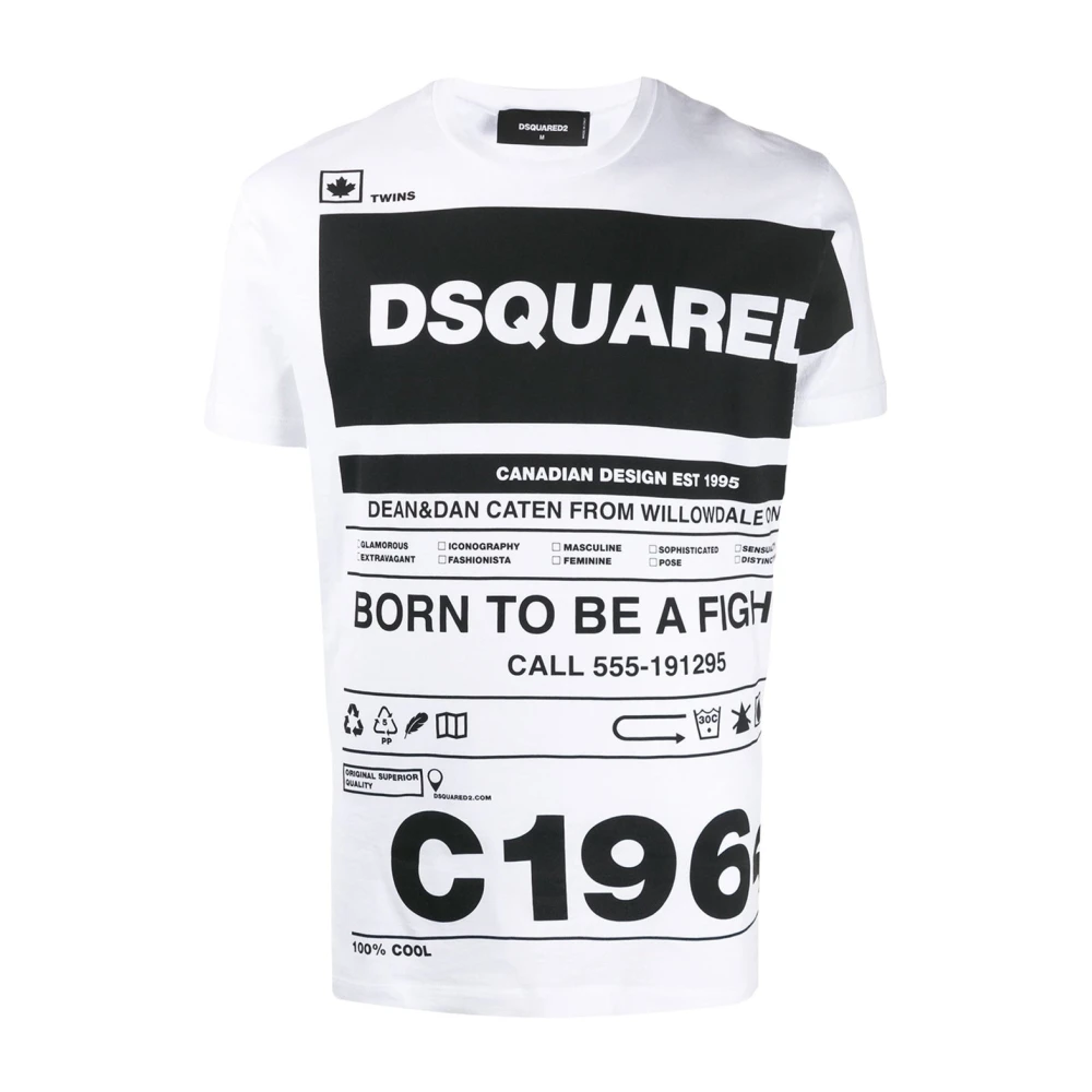 Dsquared2 Wit Logo T-Shirt Ss22 White Heren