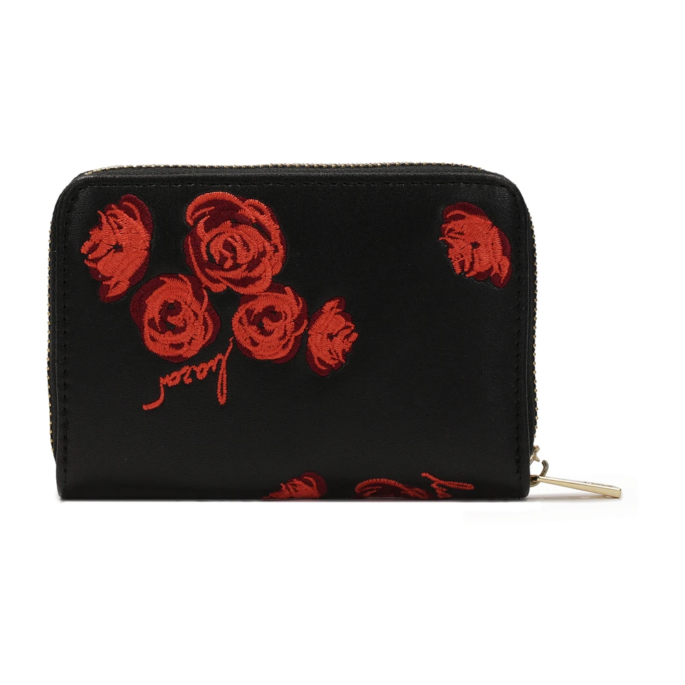 Kazar Compacte zwarte portemonnee met rode rozen Multicolor Dames