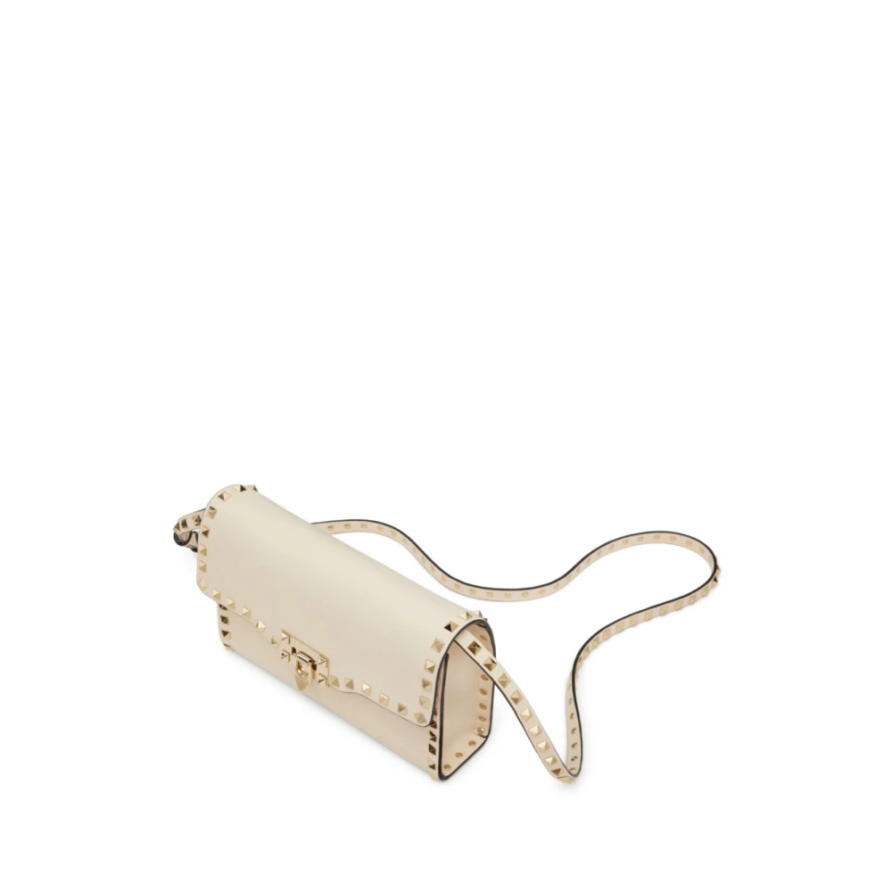 Valentino Garavani Rockstud Leren Schoudertas Beige Dames