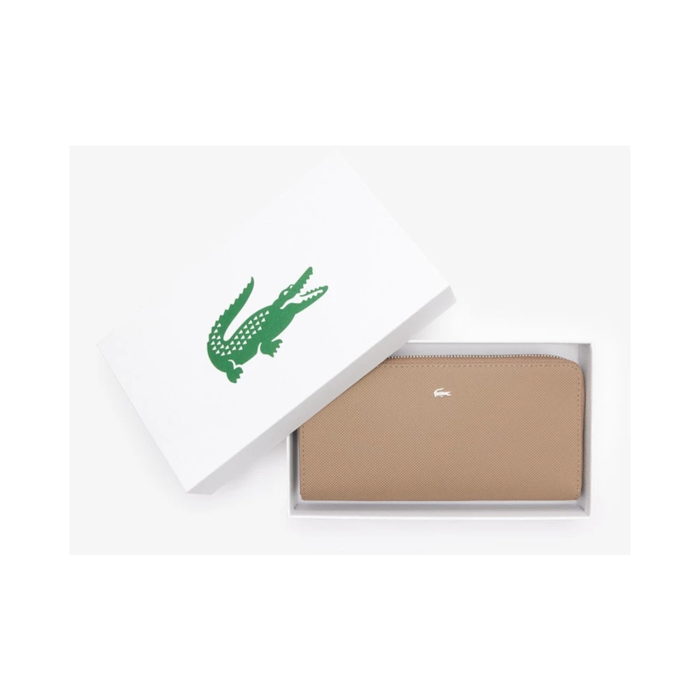 Lacoste Daily City Portemonnee Taupe Krokodil Patroon Beige Dames