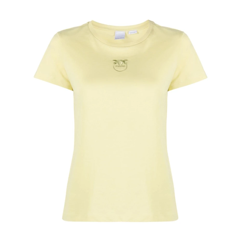 pinko Gele Love Birds T-shirts en Polos Yellow Dames