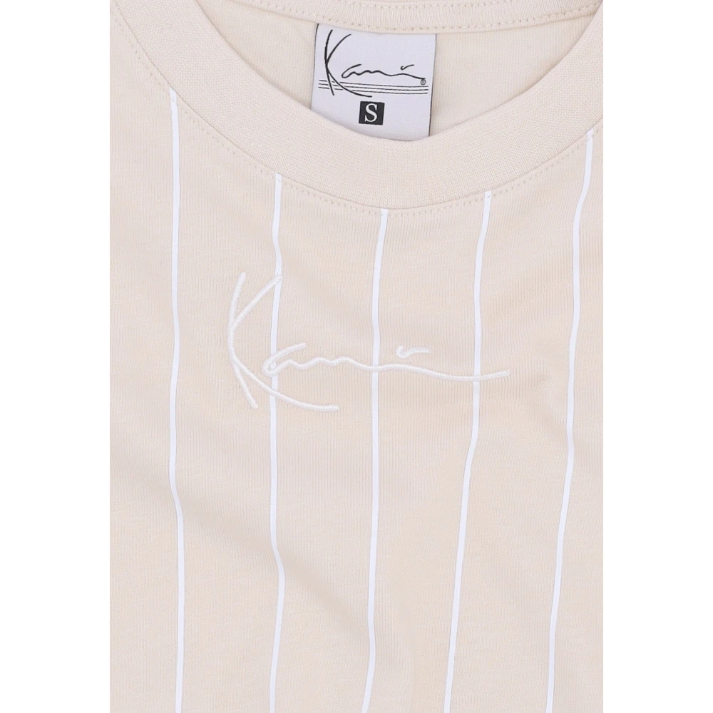 Karl Kani Essentiële Pinstripe Tee T-shirt Beige Heren
