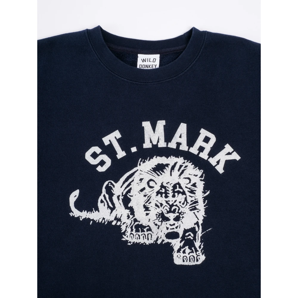 Wild Donkey Vintage St Mark Lion Sweatshirt Blue Heren