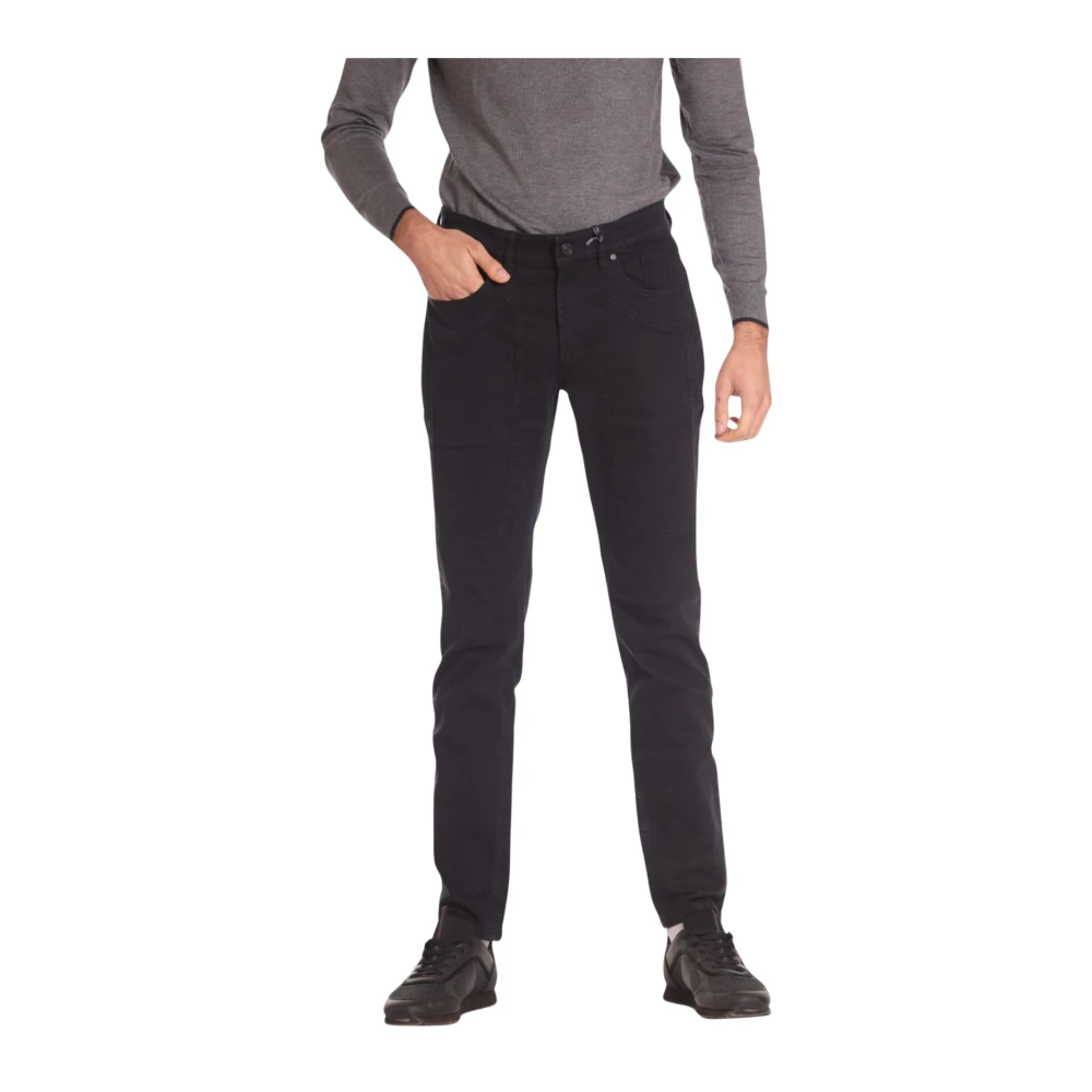 Jeckerson Zwarte Slim Fit 5-Pocket Broek Black Heren