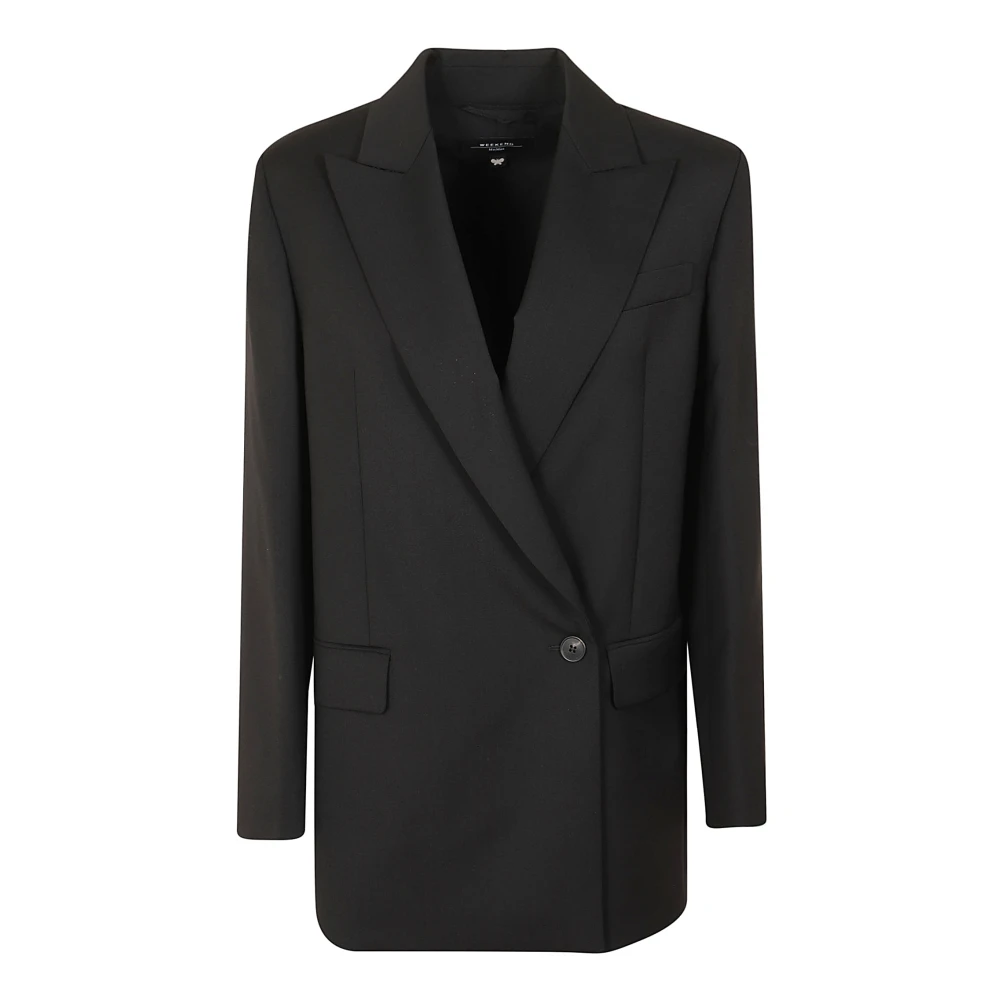 Max Mara Weekend Zwarte Wollen Blazer Dubbel-Breasted Jas Black Dames