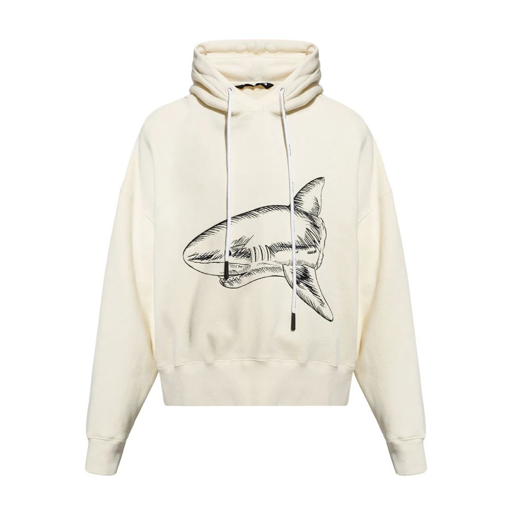 Palm Angels Broderad hoodie Beige, Herr