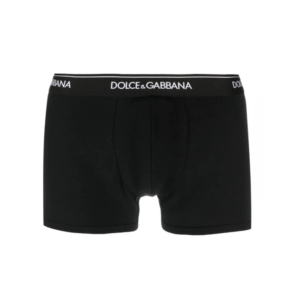 Dolce & Gabbana Logo-Taille Katoenen Boxershorts (Set van Twee) Zwart Black Heren