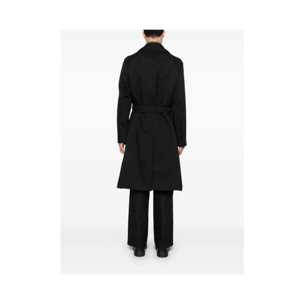Hevo Dubbelbreasted Zwarte Jas Brindisi Stijl Black Heren