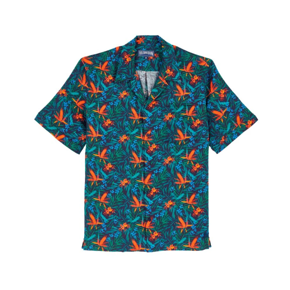 Vilebrequin Tropische bloemen linnen bowling shirt voor heren Multicolor Heren