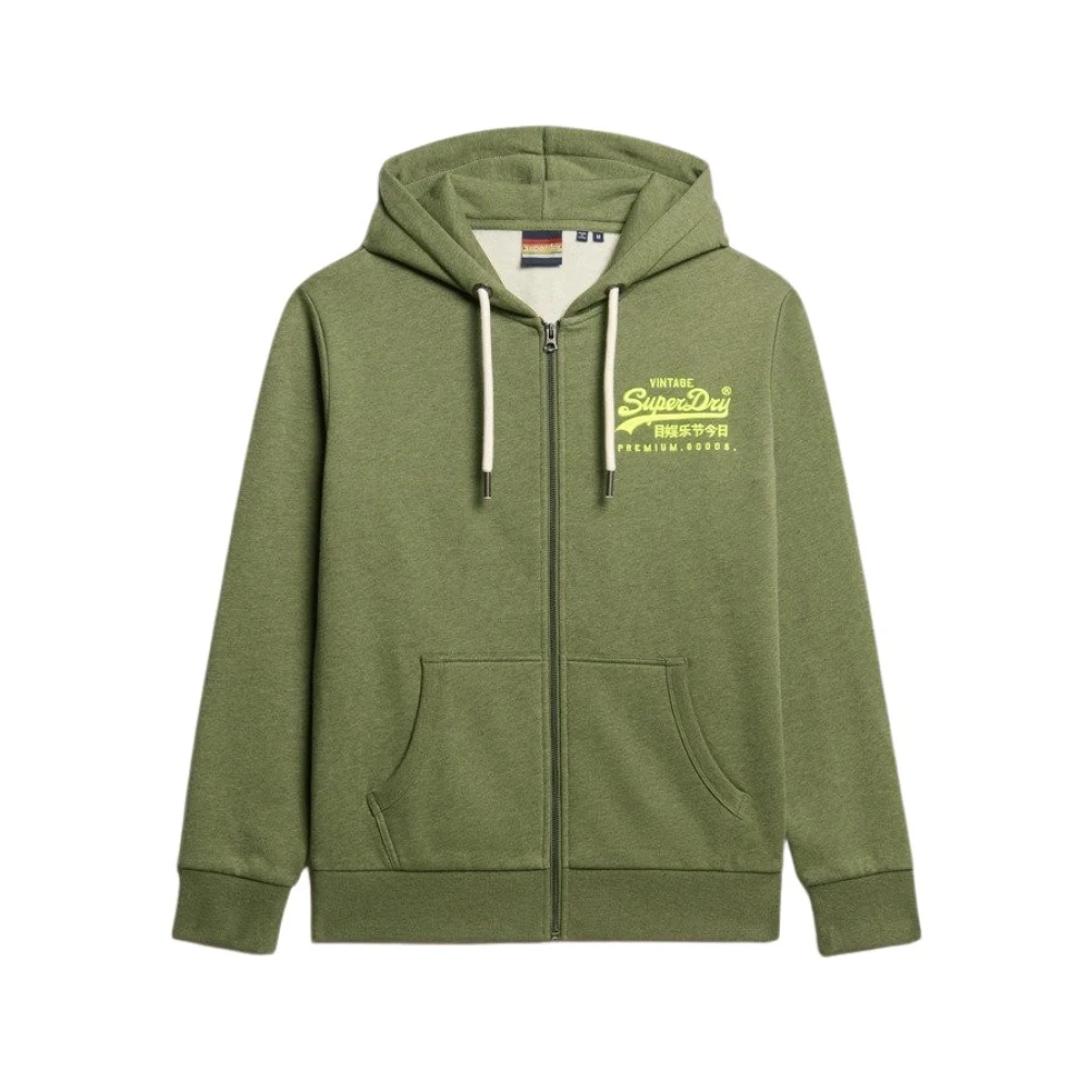 Superdry Men's Green Neon Vl Graphic Hoodie In Olive - Zip-Throughs - L - Sweatshirts & Hoodies