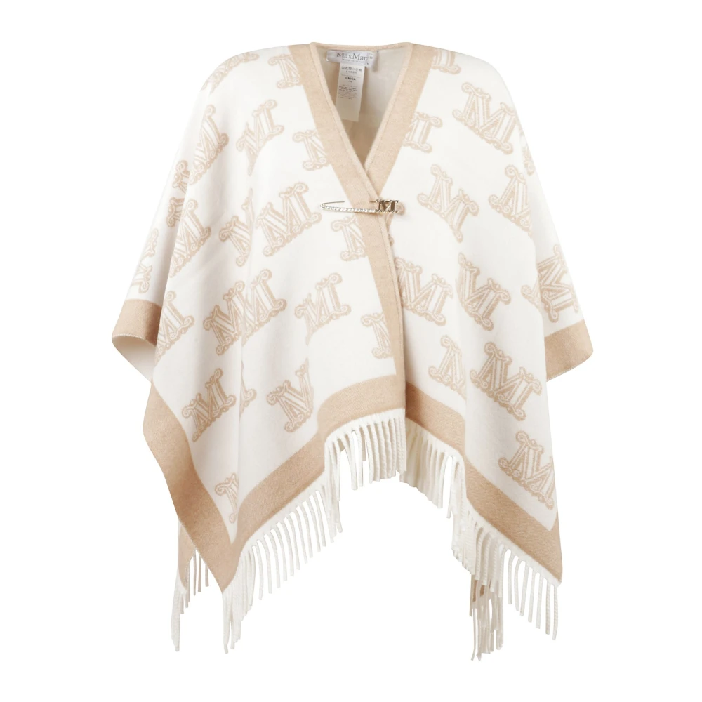 Max Mara Stijlvolle Vanilla Cape Wrap Poncho Beige Dames