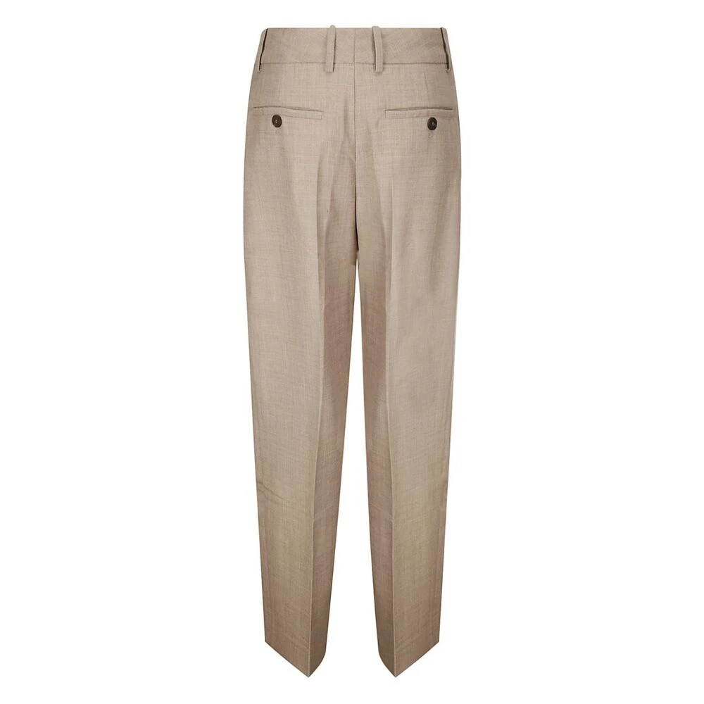 Studio Nicholson Beige Geplooide High-Rise Straight Leg Broek Beige Dames