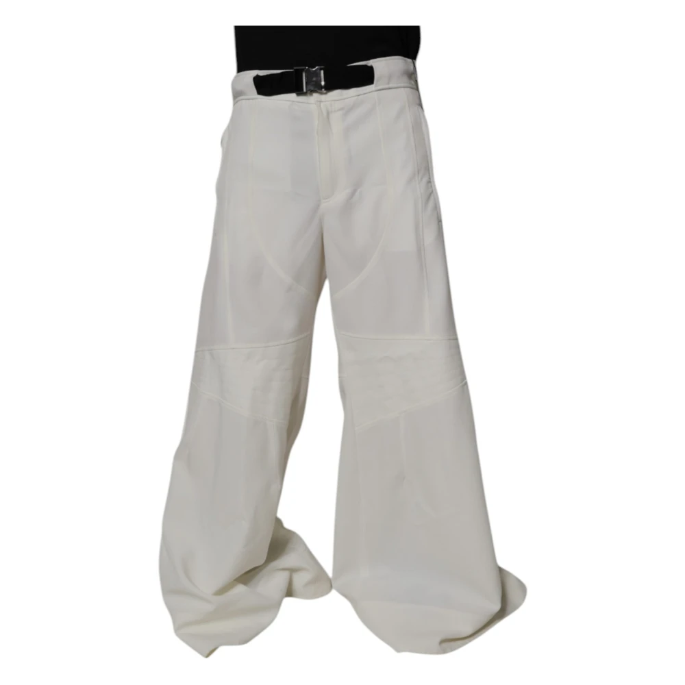 Dolce & Gabbana Men's White Wide Leg Trousers - Wide Trousers - L - Trousers