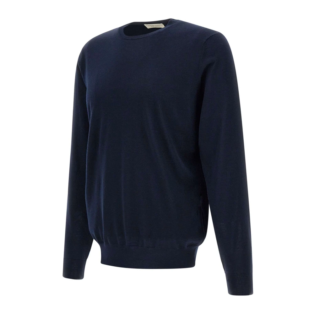 Filippo De Laurentiis Merino Wool Crew Neck Sweater Blue Heren