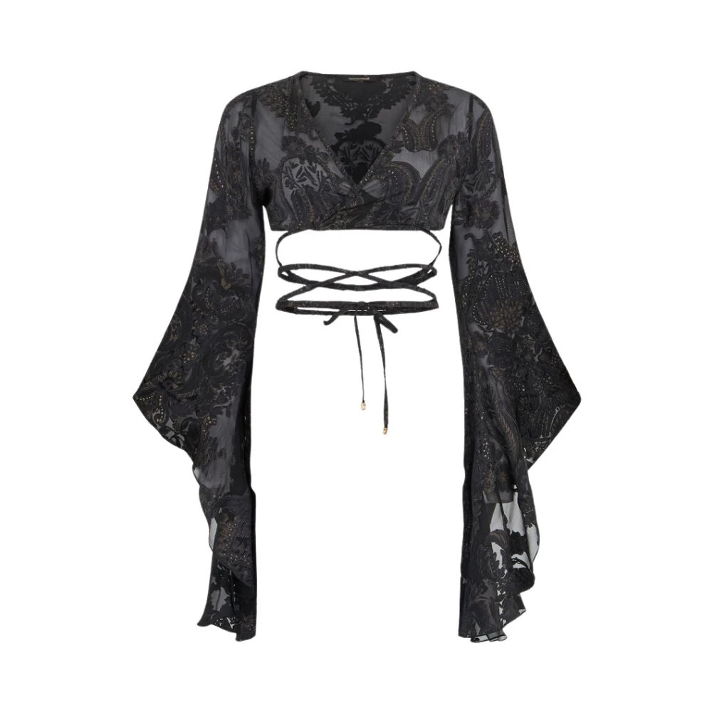 Roberto Cavalli Black Blouses, Female, S, Ornamental Top