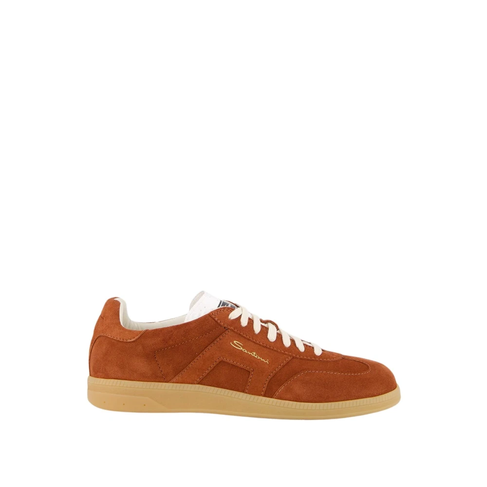 Santoni Bruine Suède Oly Sneaker Heren Schoenen