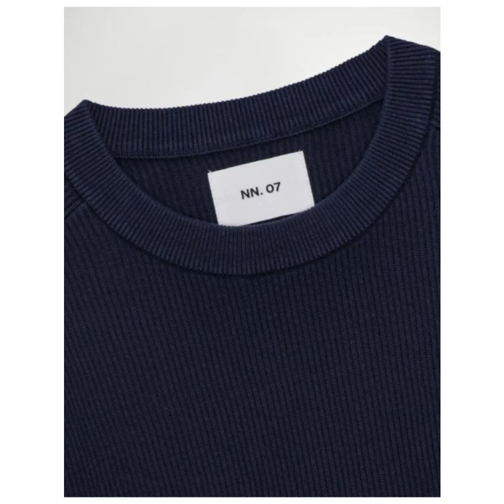 Nn07 Ribgebreide Katoenen Trui Blue Heren