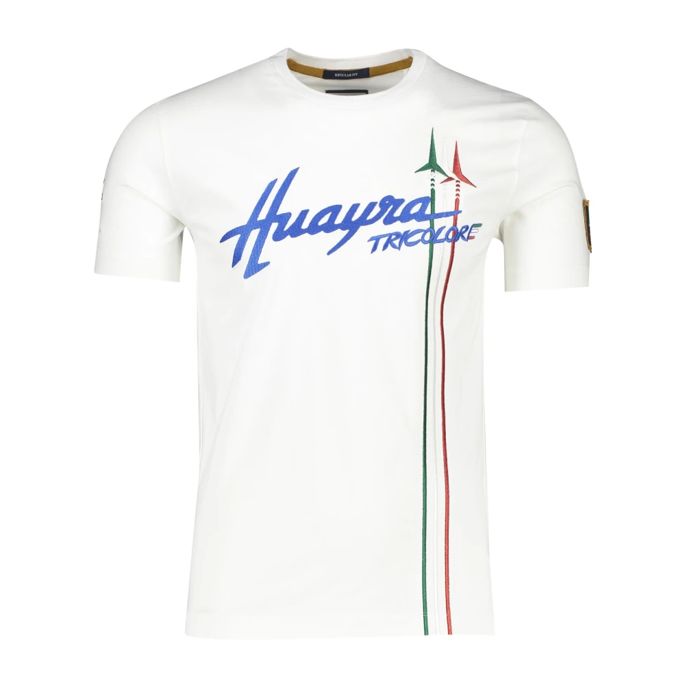 Aeronautica militare Huayra Tricolore Wit Katoenen T-Shirt White Heren