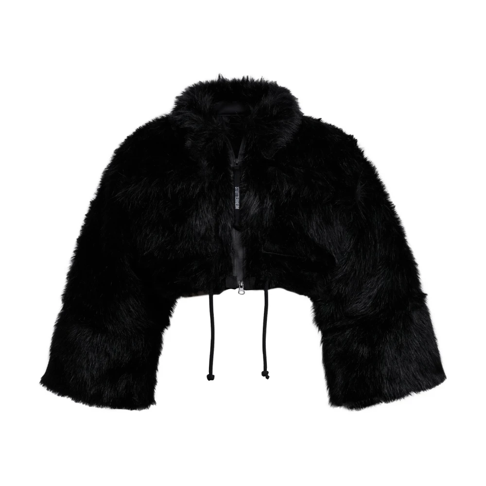 Stutterheim Zwarte Faux Fur Korte Jas Black Dames