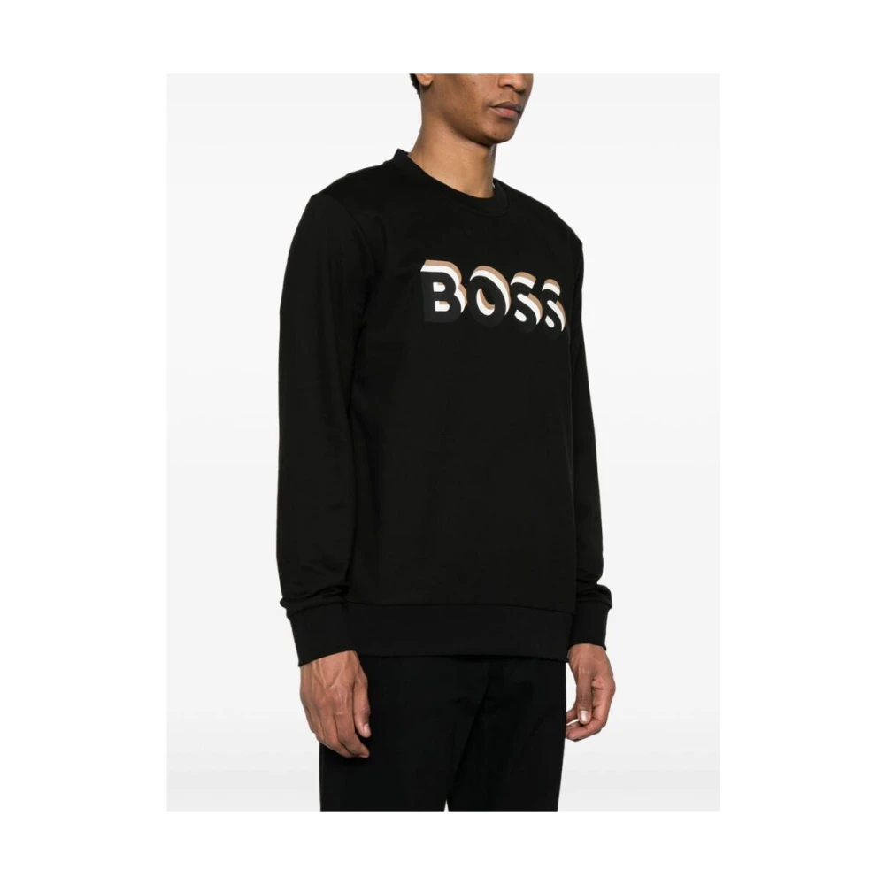 Hugo Boss Zwarte Sweatshirt met Logo Print Black Heren