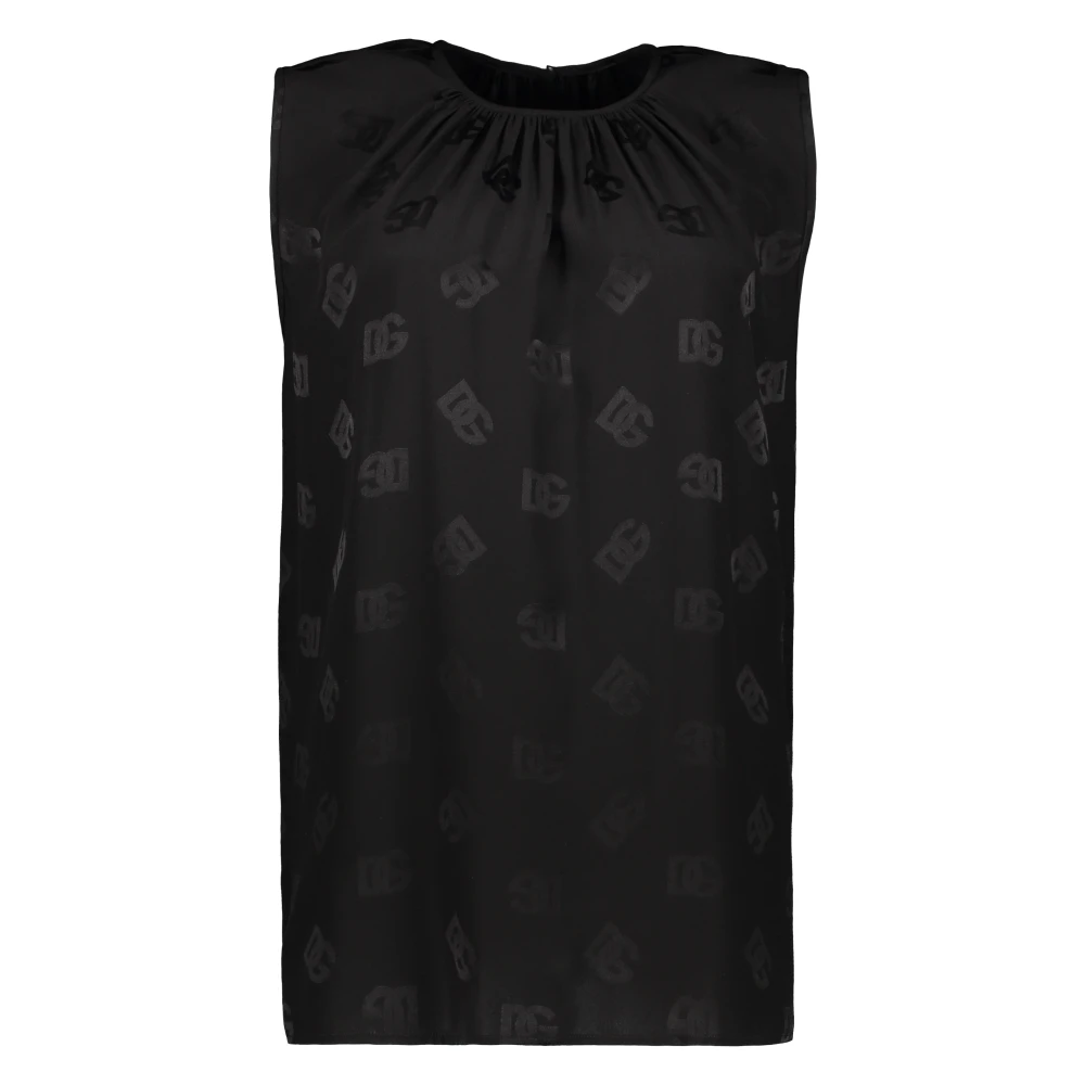 Dolce & Gabbana Monogram Zijden Blouse Black Dames